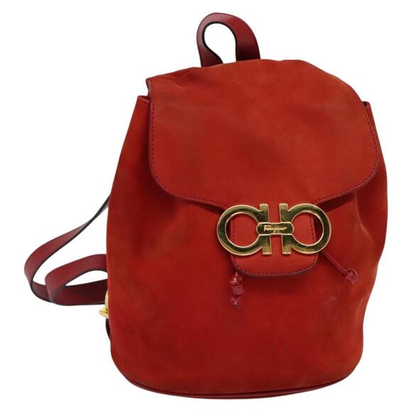 Salvatore Ferragamo Backpack Suede Red - Picture 1 of 16